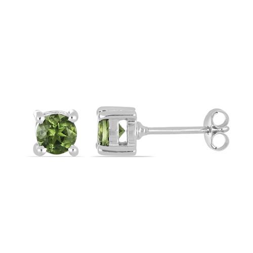 BUY 925 SILVER REAL MOLDAVITE SINGLE STONE EARRINGS